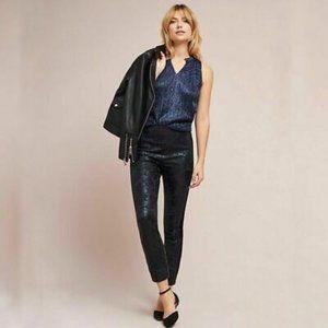 Anthropologie Essential Skinny Jacquard Foil Brocade Pants 8 NWT